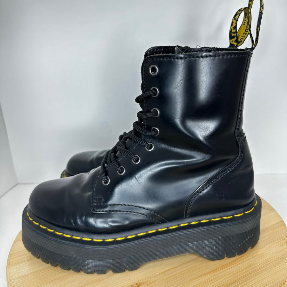 Dr. Martens Black Jadon Platform Combat Boots Smooth Leather Punk Grunge Unisex - Picture 4 of 8